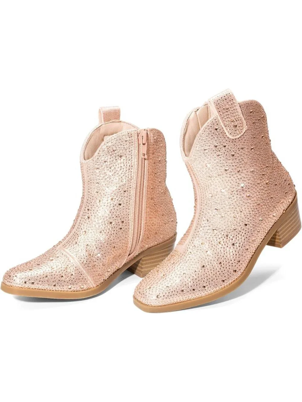 Women's Gold Rhinestone Halloween Size Zipper Non-Slip Cowgirl Sparkle Boots